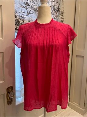 Nanette Lepore Hot Pink Ruffle Sleeve Blouse